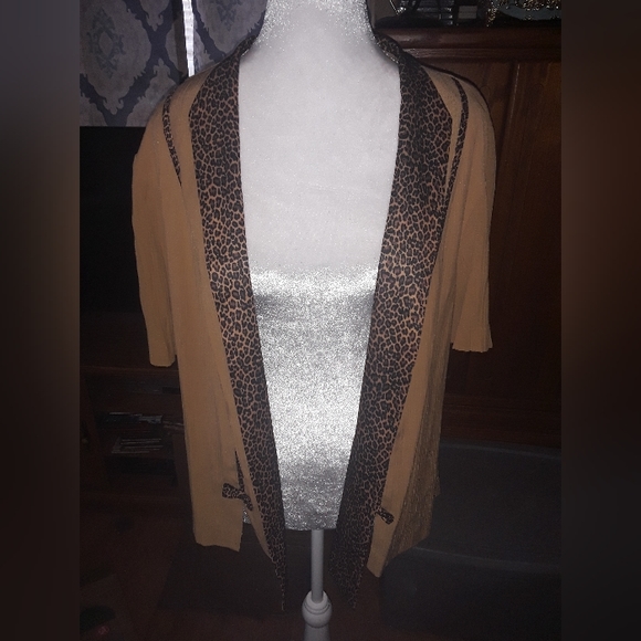 Lady Dorby Tan Animal Print Trim Jacket - Picture 2 of 3